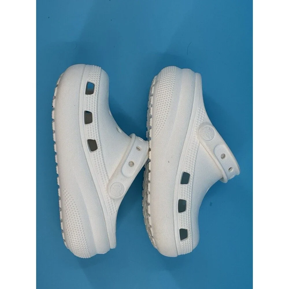 Crocs Kids C12 White Platform Clogs Classic Slip On Comfort Shoes